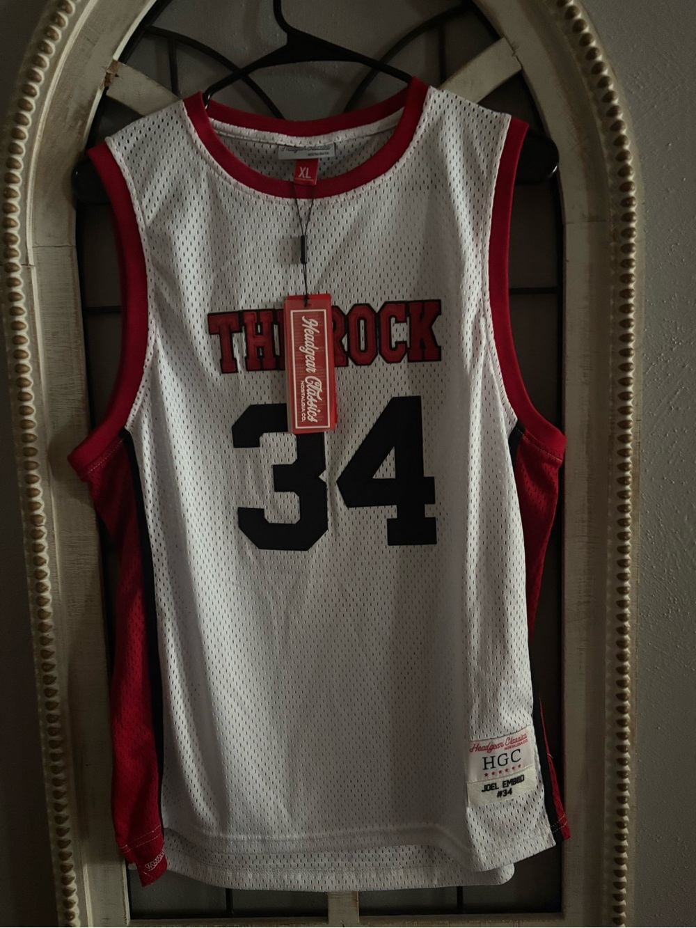 The Rock Kids' White & Red Basketball Jersey - Size XL